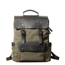 Load image into Gallery viewer, Breathable Leather Outdoor Canvas Backpack