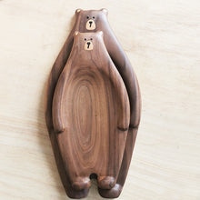 Load image into Gallery viewer, Cute Bear Wood Board Bread Plate Block Bear Shape Tray