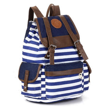Load image into Gallery viewer, Women's Horizontal Striped Bag Canvas Backpack