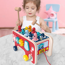 Load image into Gallery viewer, Toddlers Kids Wooden Pounding Bench Animal Bus Toys