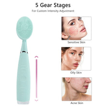 Load image into Gallery viewer, Silicone Ultrasonic Facial Cleansing Rechargeable Vibration Face Cleaning Brush Face Washing Pore Clean Massager Skin Care Tool