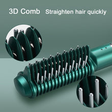 Load image into Gallery viewer, Electric Hair Straightener Comb Fast Heat-up Ceramic Straightening Brush USB Charge Smooth Straight Styler Wireless Curling Iron