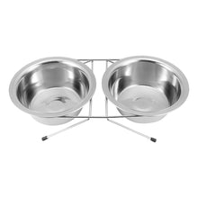 Load image into Gallery viewer, Stainless Steel Pet Cat Double Bowl With Raised Stand