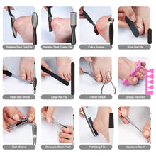 Load image into Gallery viewer, 20 in 1 Black Stainless Steel Professional Pedicure Tools
