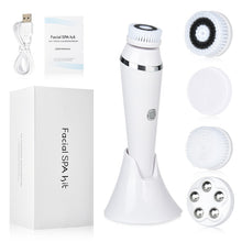 Load image into Gallery viewer, 4 in 1 Facial Cleansing Brush Rechargeable Electric Waterproof Spin Sonic Exfoliating Face Scrubber Brush Kit Skin Care