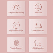 Load image into Gallery viewer, LED Makeup Mirror Touch Screen Vanity Mirrors USB Charging Cosmetic Mirror 3 Brightness Desktop Mirror for Bedroom Travel