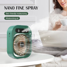 Load image into Gallery viewer, Portable Mist Fan USB Rechargeable Battery Desktop Air Conditioning Water Spray Humidifier Moisturizing Cooling Fan 3 Speeds