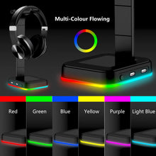 Load image into Gallery viewer, Desktop Gamer 2 In 1 RGB Headphone Stand Power Strip