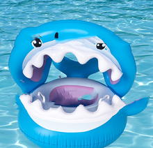 Load image into Gallery viewer, Inflatable Swimming Ring For Kids With Awning Shark Seat