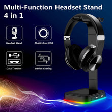 Load image into Gallery viewer, Desktop Gamer 2 In 1 RGB Headphone Stand Power Strip