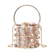 Load image into Gallery viewer, Metal Hollow Diamond Velvet Bracelet Handbag