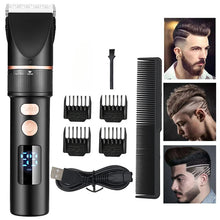Load image into Gallery viewer, Men's Electric Hair Clipper Rechargeable Hair Cutter Stainless Steel Trimmer Head Men Hair Cutting Barber Machine LCD Display
