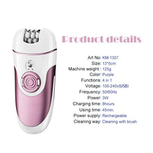 Load image into Gallery viewer, 4 in 1 Hair Epilator Electric Hair Remover Device Lady Depilador Rechargeable Hair Shaver Removal For Women Foot Care Tool
