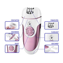 Load image into Gallery viewer, 4 in 1 Hair Epilator Electric Hair Remover Device Lady Depilador Rechargeable Hair Shaver Removal For Women Foot Care Tool
