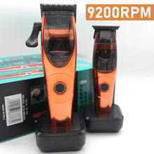 Load image into Gallery viewer, Professional 9200RPM 2PC SET Hair Clippers Hair Trimmer with Charging Base Fade Blade Mens Cordless Barbers Haircut Kit

