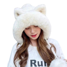 Load image into Gallery viewer, Cute Cat Ears Winter Hat Add Fluff Lined Windproof Warm Beanies With Hairballs Outdoor Ear Protection Luxury Hats For Women
