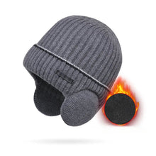 Load image into Gallery viewer, Winter Hats for Men and Women Unisex Knit Wool Hat Thick Fleece Lined Hat with Earflaps Stretch Fashion Winter Hats Pullover Cap
