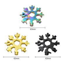 Load image into Gallery viewer, 3-Pack Stainless Snowflake Shape Key Chain Screwdriver 18 In 1 Multi Tool Portable
