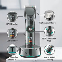 Load image into Gallery viewer, Hair Cutting Machine Adjustable Hair Trimmer Cordless Clipper Electric Barber LED Display Trimmer for Men with Base
