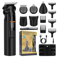 Load image into Gallery viewer, 6-in-1 Men's Multifunctional Hairdresser USB Rechargeable Replaceable Heads Home Hairdresser Razor Nose Hair Remover Set
