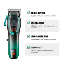 Load image into Gallery viewer, Hair Trimmer Professional Hair Clipper Rechargeable Haircut Machine 9000 RPM Hair Clipper Cordless Trimmer for Men
