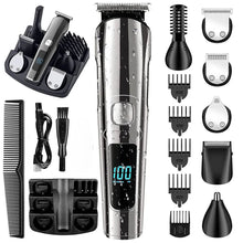 Load image into Gallery viewer, Hair Clippers for Men Grooming Kit Beard Trimmer 11 in 1 Professional USB Rechargeable Waterproof Electric Hair Clipper Kit
