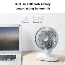 Load image into Gallery viewer, 4000mAh Rechargeable Air Cooling Ventilator Electric USB Auto Rotation Desktop Fan 4 Speed Wind Silent Portable for Home Office
