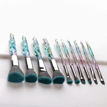 Load image into Gallery viewer, 10pcs Transparent Crystal Diamond Makeup Brushes Set Colorful Diamond Blush Foundation Eyeshadow Brush Beauty Tool Kit
