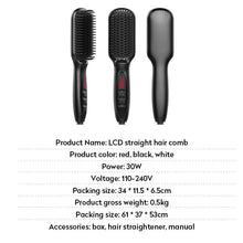 Load image into Gallery viewer, Pro Hair Straightener Hot Comb LCD Heating Electric Male Brush Straighten Hair Style Anti Static Ceramic Ionic Hair Brush For Men
