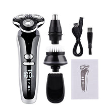 Load image into Gallery viewer, 4 In 1 Electric Shaver For Men Beard Nose Trimmer Cordless Hair Clipper Facial Cleaning Brush Waterproof Hair Cutter LED Display
