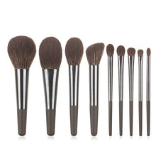 Load image into Gallery viewer, Long Brushed Aluminum Tube 9pcs Makeup Brushes Set Professional Cosmetic Eyeshadow Loose Powder Blush Smudge
