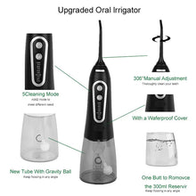 Load image into Gallery viewer, Oral Irrigator 5 Modes USB Rechargeable Portable Dental Water Flosser Jet 300ml Water Tank Teeth Cleaner 6 Jet Nozzle
