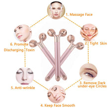 Load image into Gallery viewer, 24k Gold Energy Beauty Bar Facial Face Massager 3D Roller Electric Sonic Energy &amp; T Shape Arm Eye Nose Head Massager Face Lift

