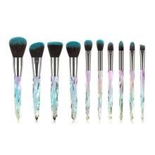 Load image into Gallery viewer, 10pcs Transparent Crystal Diamond Makeup Brushes Set Colorful Diamond Blush Foundation Eyeshadow Brush Beauty Tool Kit

