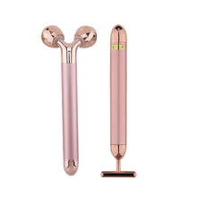 Load image into Gallery viewer, 24k Gold Energy Beauty Bar Facial Face Massager 3D Roller Electric Sonic Energy &amp; T Shape Arm Eye Nose Head Massager Face Lift
