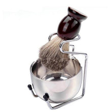 Load image into Gallery viewer, Professional Men Beard Brush Set Stainless Steel Bowl Stand Shaving Brush Mustache Shaving Facial Cleansing Tool
