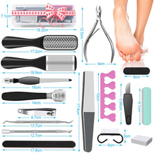 Load image into Gallery viewer, 23 in 1 Professional Pedicure Tools Set Foot Care Scrubber Pedicure Kit Manicure Foot Nail Tools Supplies Set for Woman Man Feet
