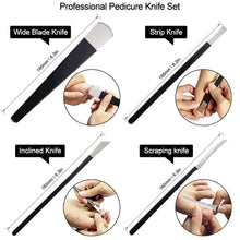 Load image into Gallery viewer, 4Pcs/Set Black Stainless Steel Pedicure Knife Professional Pedicure Knife Set Foot Care Tool Nail Tool Kit With Bag
