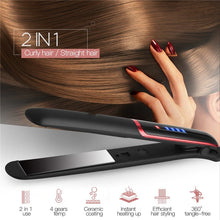 Load image into Gallery viewer, Ceramic Hair Straightener Electric Hair Curler Flat Iron LED Display Straighting Iron Temperature Control Curling Styler
