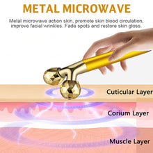 Load image into Gallery viewer, 24k Gold Energy Beauty Bar Facial Face Massager 3D Roller Electric Sonic Energy &amp; T Shape Arm Eye Nose Head Massager Face Lift
