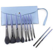 Load image into Gallery viewer, 10 Pcs Makeup Brushes Navy Blue Premium Synthetic Hair Foundation Blending Brush Tool Powder Eyeshadow Cosmetic Set Case

