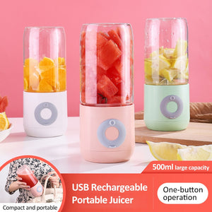 Mini Portable Blender USB Rechargeable 500ml Cup Bottle Electric Juicer Smoothie Kitchen Mixer Orange Machine Juice Extractor