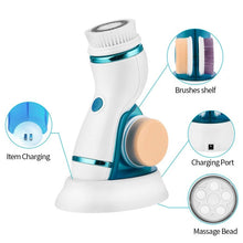 Load image into Gallery viewer, 4 In 1 Deep Pores Cleaning Ultrasonic Electric Facial Cleansing Brush Exfoliator Scrubber Skin Care Washing Face Massager
