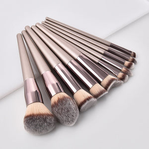 10pcs Champagne Makeup Brushes Set  Foundation Powder Blush Eyeshadow Concealer Lip Eye Make Up Brush Cosmetics Beauty Tools