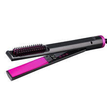 Load image into Gallery viewer, 3 In 1 Professional Hair Straightener Curler Comb Flat Plate Iron LED Display 12 Gears Temperature Straigtening Styling Brush
