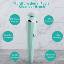 Load image into Gallery viewer, 4 in 1 Electric Facial Cleanser Wash Face Cleaning Machine Skin Pore Cleaner Body Cleansing Massage Mini Beauty Massager Brush
