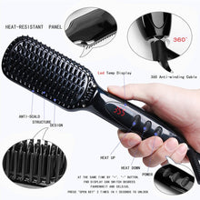 Load image into Gallery viewer, Pro Hair Straightener Hot Comb LCD Heating Electric Male Brush Straighten Hair Style Anti Static Ceramic Ionic Hair Brush For Men

