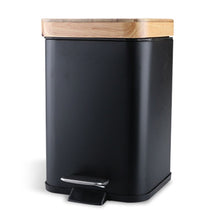 Load image into Gallery viewer, Double Layer Step Trash Can Garbage Rubbish Bin with Bamboo Lid Waste Container Organizer Bathroom Kitchen Office Decoration
