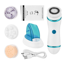Load image into Gallery viewer, 4 In 1 Deep Pores Cleaning Ultrasonic Electric Facial Cleansing Brush Exfoliator Scrubber Skin Care Washing Face Massager

