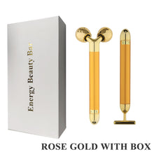 Load image into Gallery viewer, 24k Gold Energy Beauty Bar Facial Face Massager 3D Roller Electric Sonic Energy &amp; T Shape Arm Eye Nose Head Massager Face Lift
